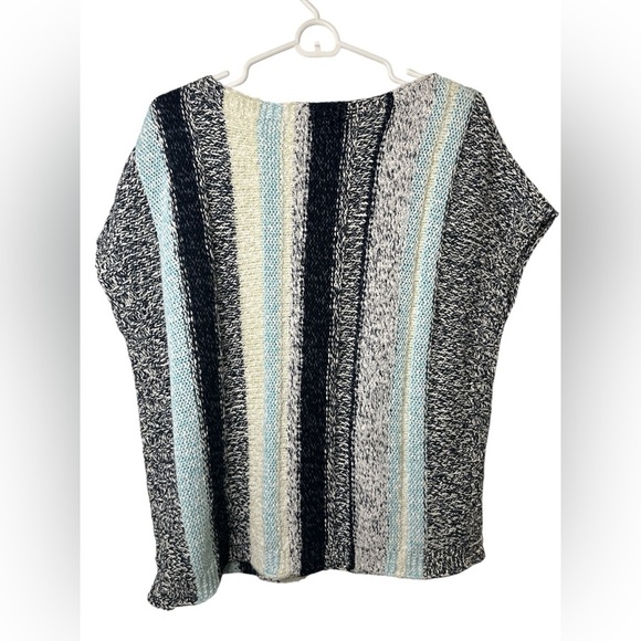 J. Jill Sweater Short Cap Sleeve Cotton Blend Knit Stripe Sweater Size S Costal - Picture 2 of 6